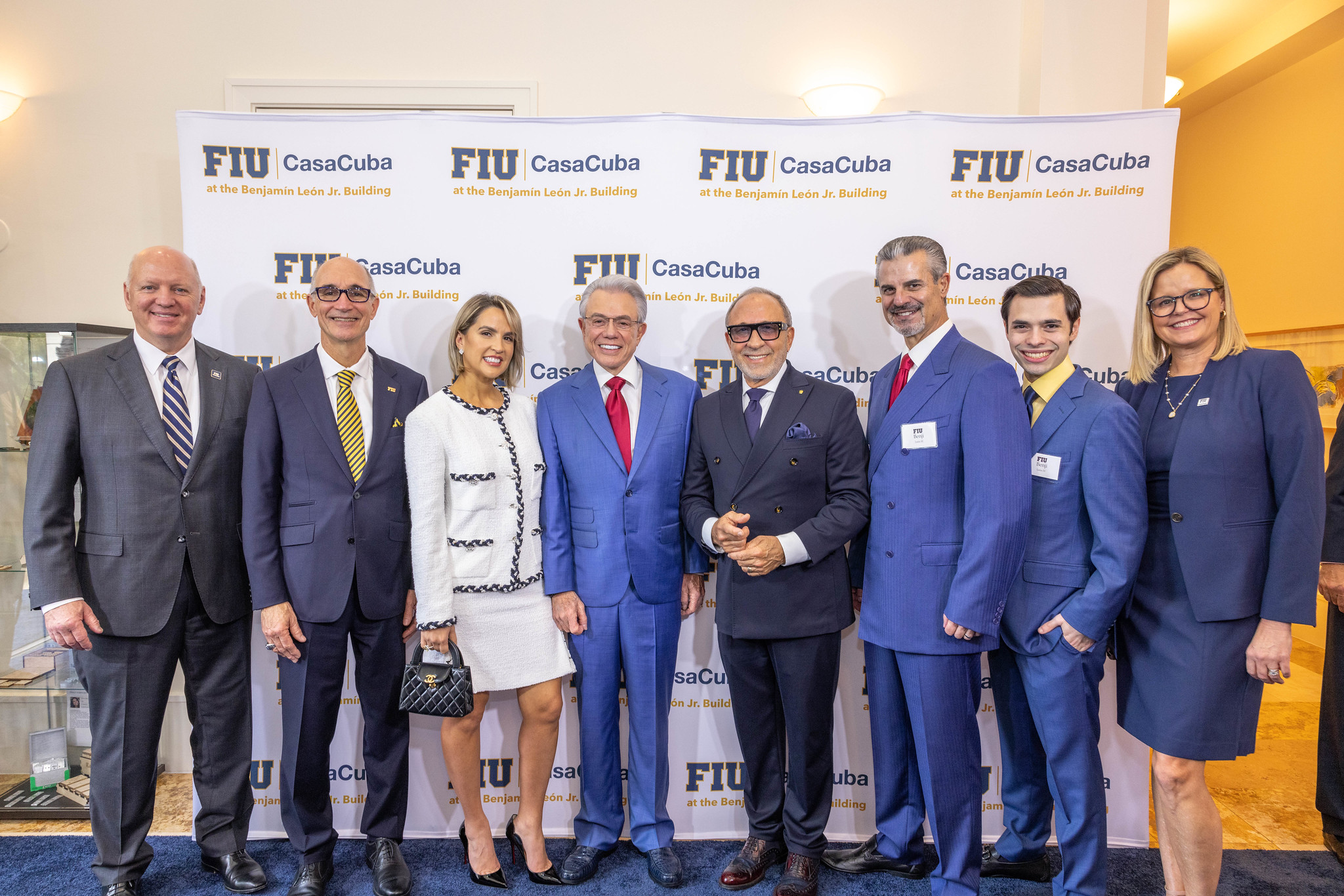 FIU leadership and special guests at Benjamín León Jr.’s gift announcement to CasaCuba